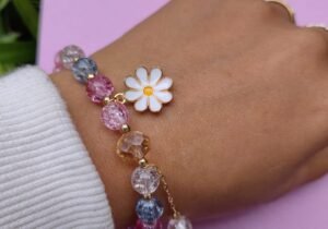 PULSERA CRISTAL FLOR LILA